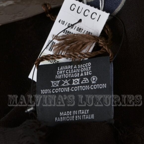 GUCCI UNISEX SCARF ICONIC SADDLERY EQUESTRIAN COTTON GG LOGO 39" x 78" - Picture 7 of 7